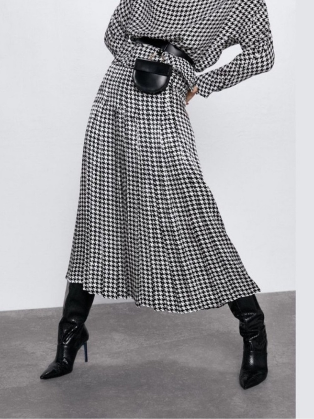 Gerard Darel Paris Houndstooth Midi Skirt